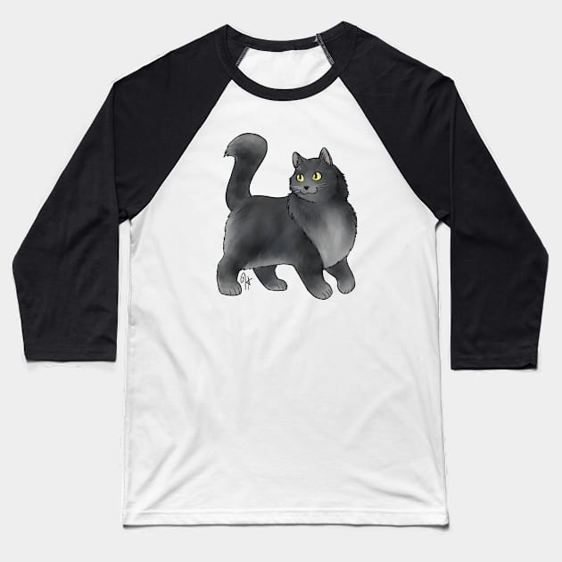 Cat - Turkish Angora - Smoke Baseball T-Shirt by Jen's Dogs Custom Gifts and Designs